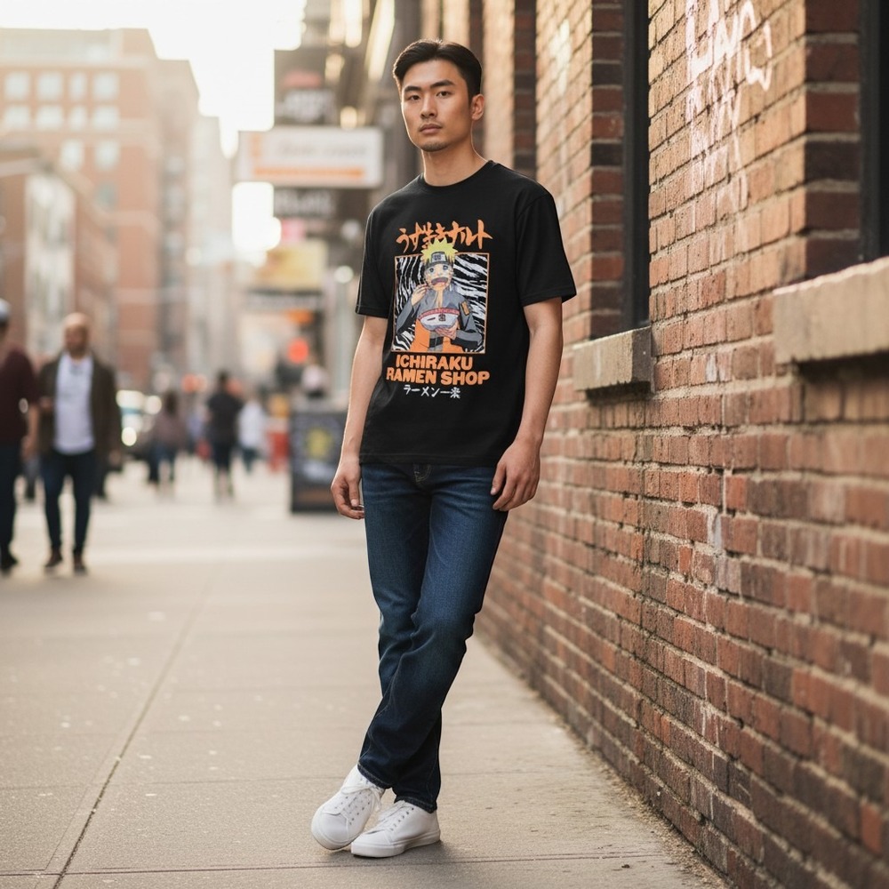 Naruto Shippuden Ichiraku Ramen Shop Black Graphic T-Shirt Mens Medium Viz Media